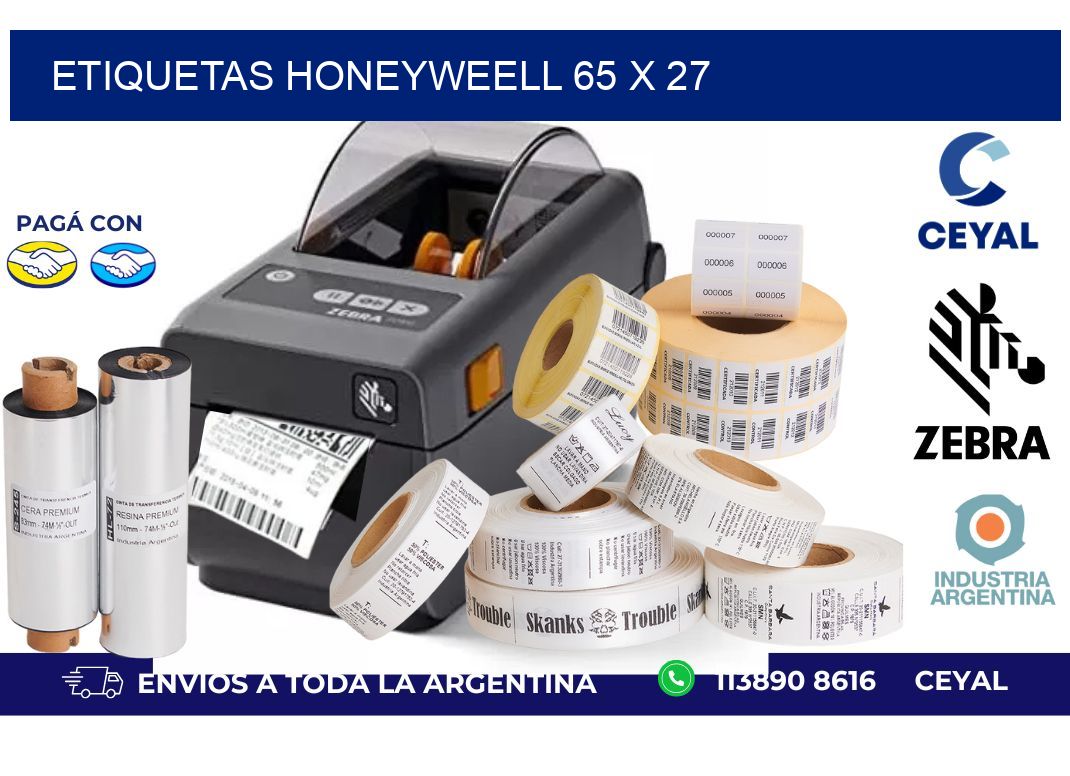 etiquetas honeyweell 65 x 27