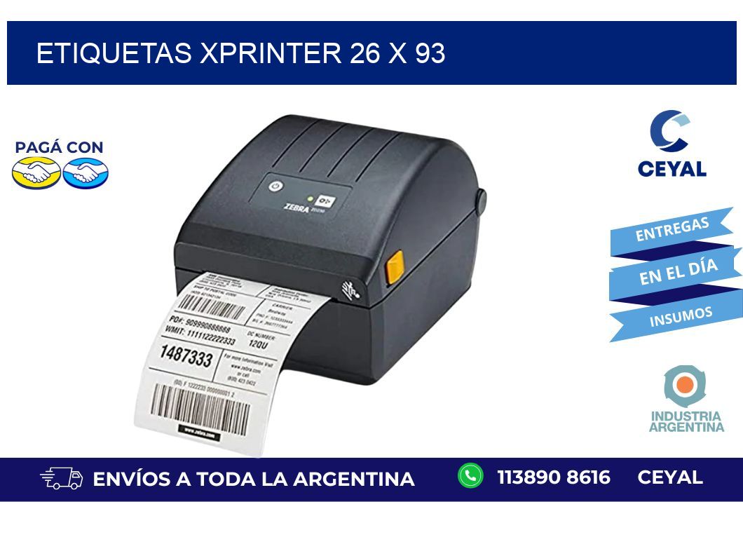 etiquetas xprinter 26 x 93