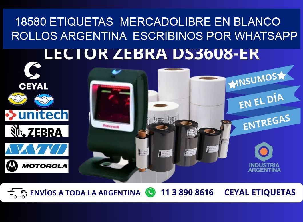 18580 ETIQUETAS MERCADOLIBRE EN BLANCO ROLLOS ARGENTINA ESCRIBINOS POR WHATSAPP