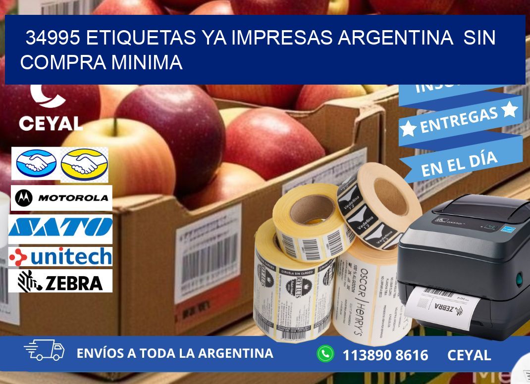 34995 ETIQUETAS YA IMPRESAS ARGENTINA  SIN COMPRA MINIMA