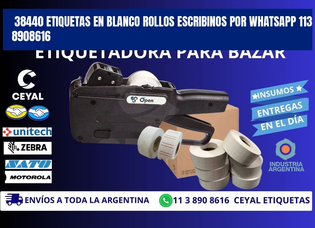 38440 ETIQUETAS EN BLANCO ROLLOS ESCRIBINOS POR WHATSAPP 113 8908616