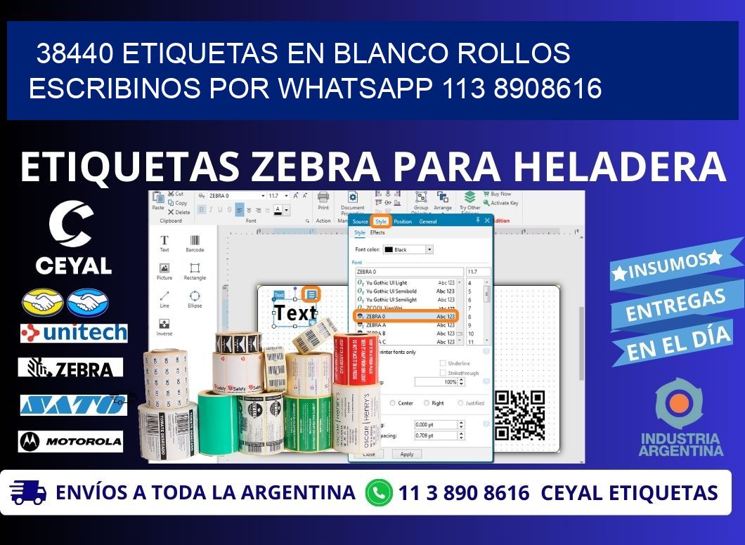 38440 ETIQUETAS EN BLANCO ROLLOS ESCRIBINOS POR WHATSAPP 113 8908616