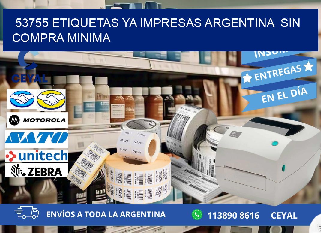 53755 ETIQUETAS YA IMPRESAS ARGENTINA  SIN COMPRA MINIMA