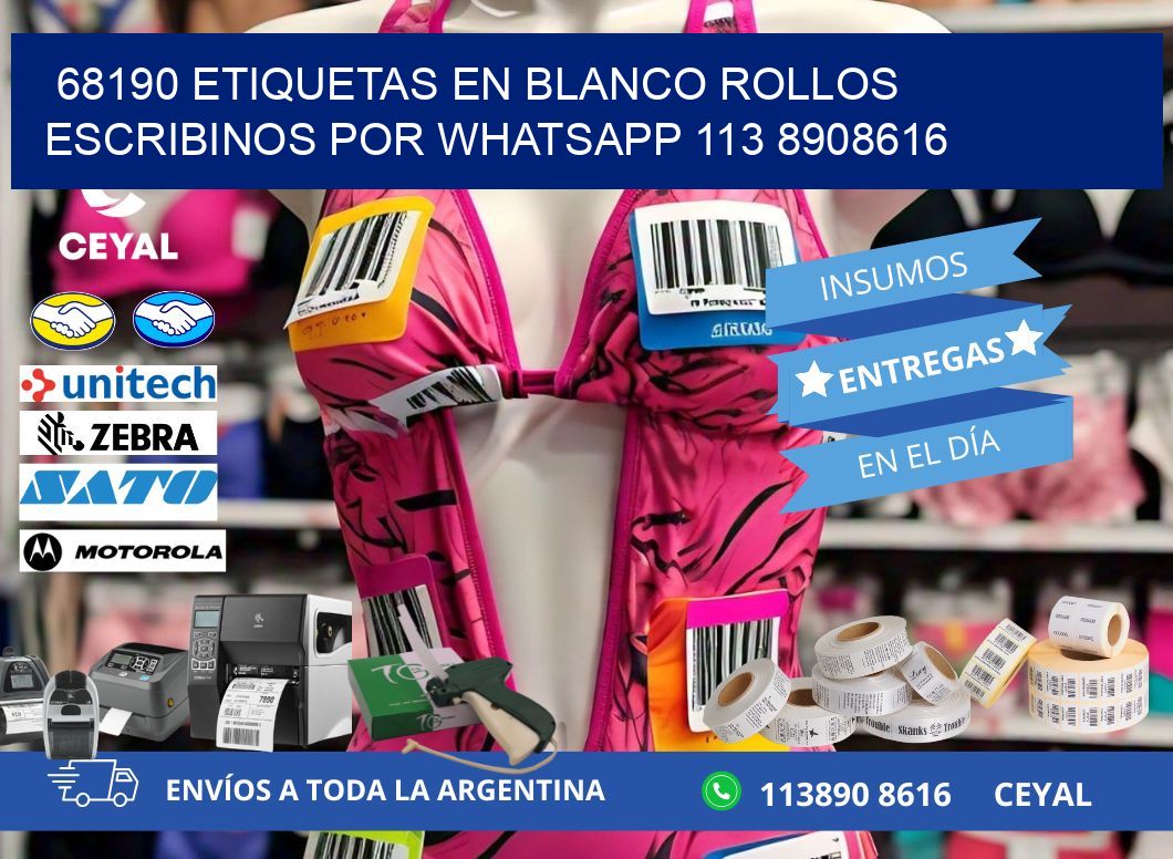 68190 ETIQUETAS EN BLANCO ROLLOS ESCRIBINOS POR WHATSAPP 113 8908616