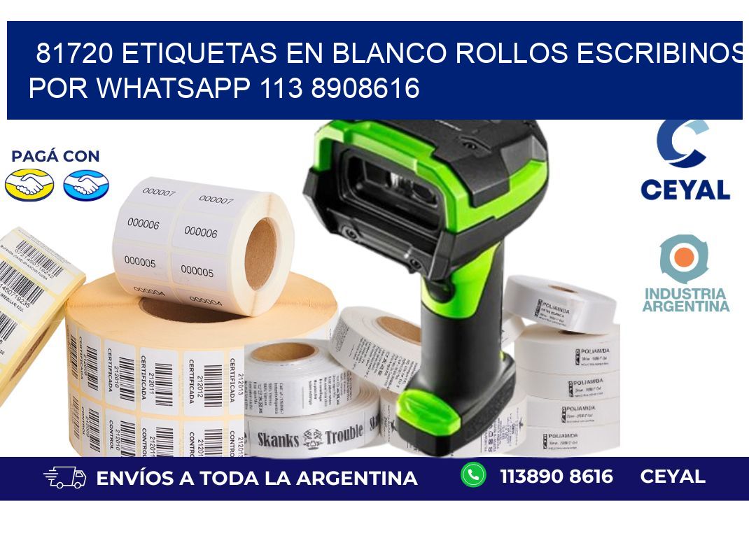 81720 ETIQUETAS EN BLANCO ROLLOS ESCRIBINOS POR WHATSAPP 113 8908616