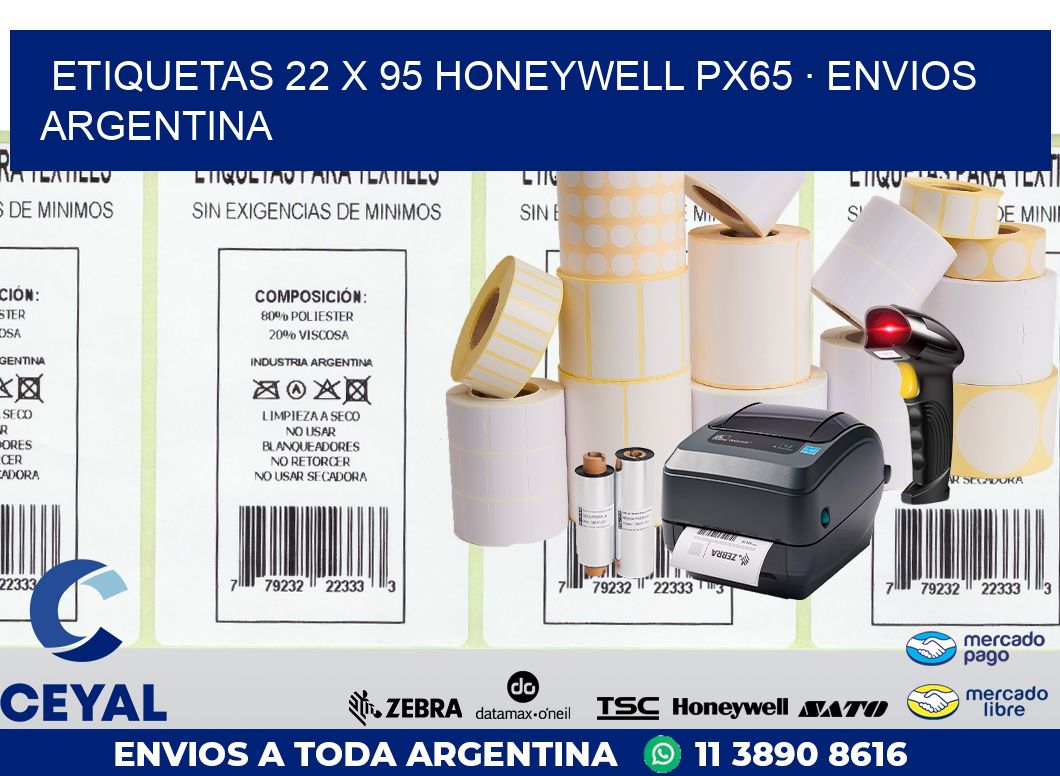 ETIQUETAS 22 x 95 HONEYWELL PX65 · ENVIOS ARGENTINA