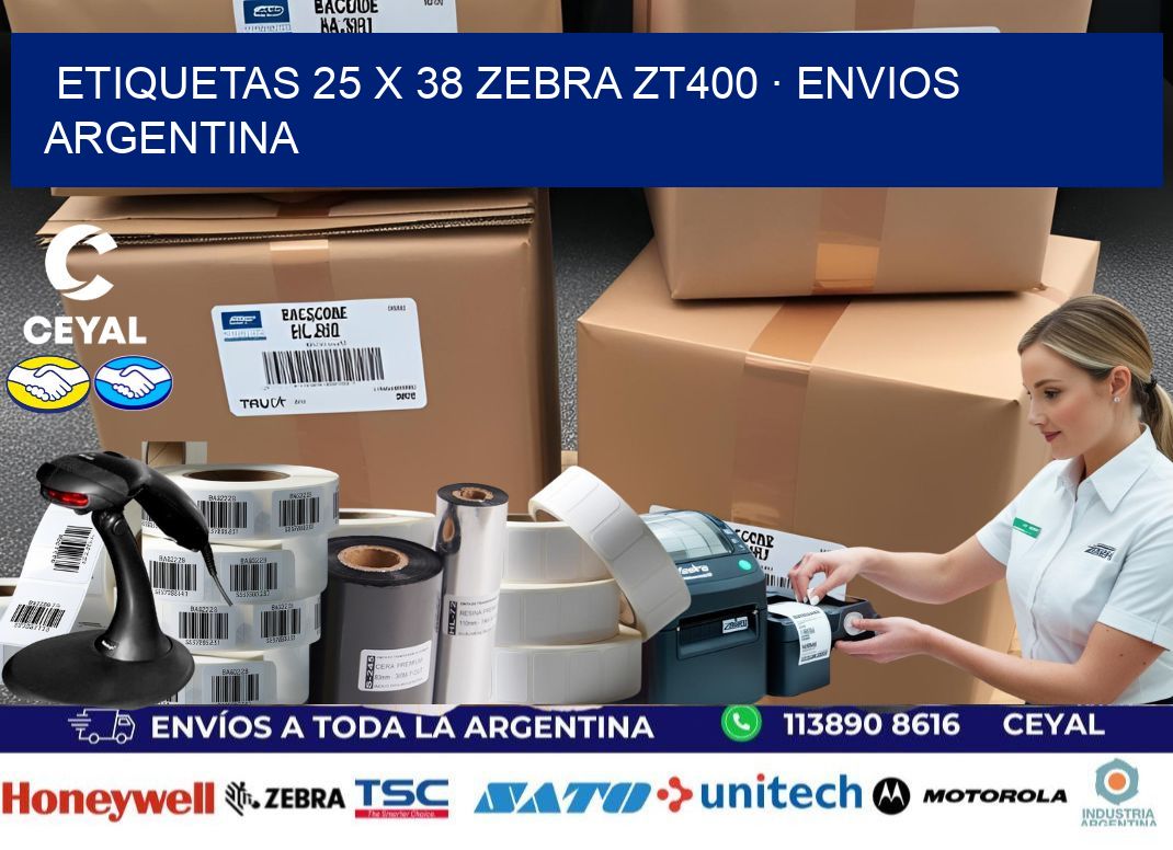 ETIQUETAS 25 x 38 ZEBRA ZT400 · ENVIOS ARGENTINA