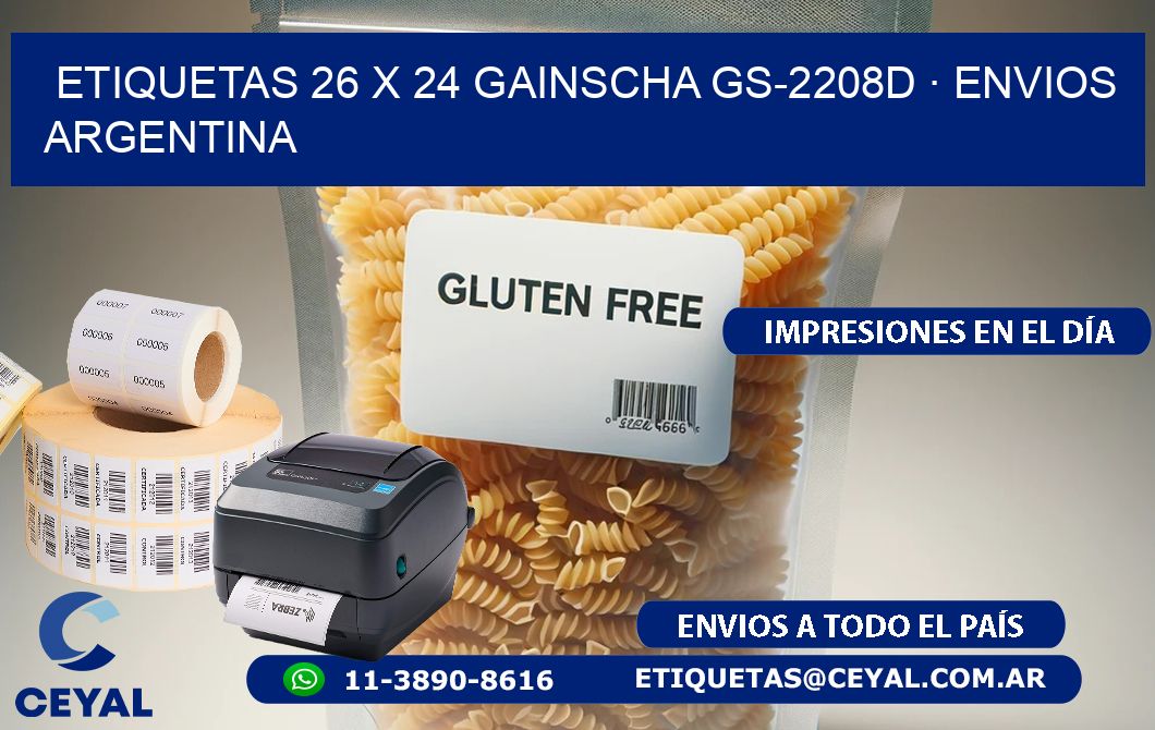 ETIQUETAS 26 x 24 GAINSCHA GS-2208D · ENVIOS ARGENTINA