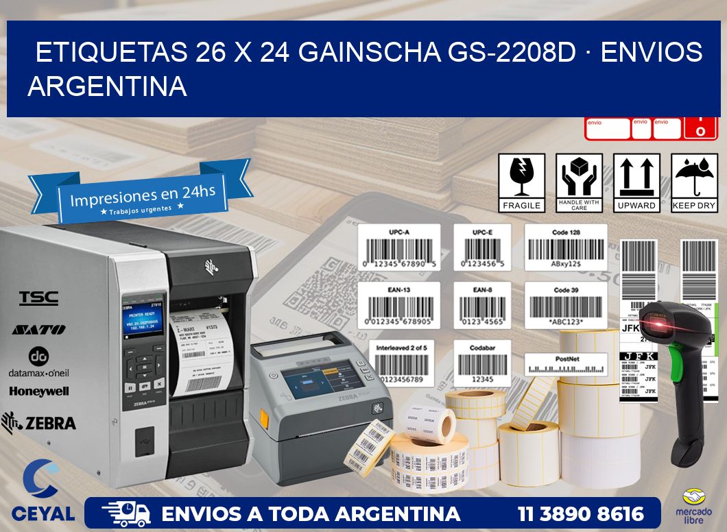 ETIQUETAS 26 x 24 GAINSCHA GS-2208D · ENVIOS ARGENTINA
