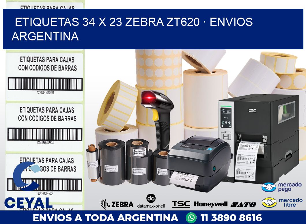 ETIQUETAS 34 x 23 ZEBRA ZT620 · ENVIOS ARGENTINA