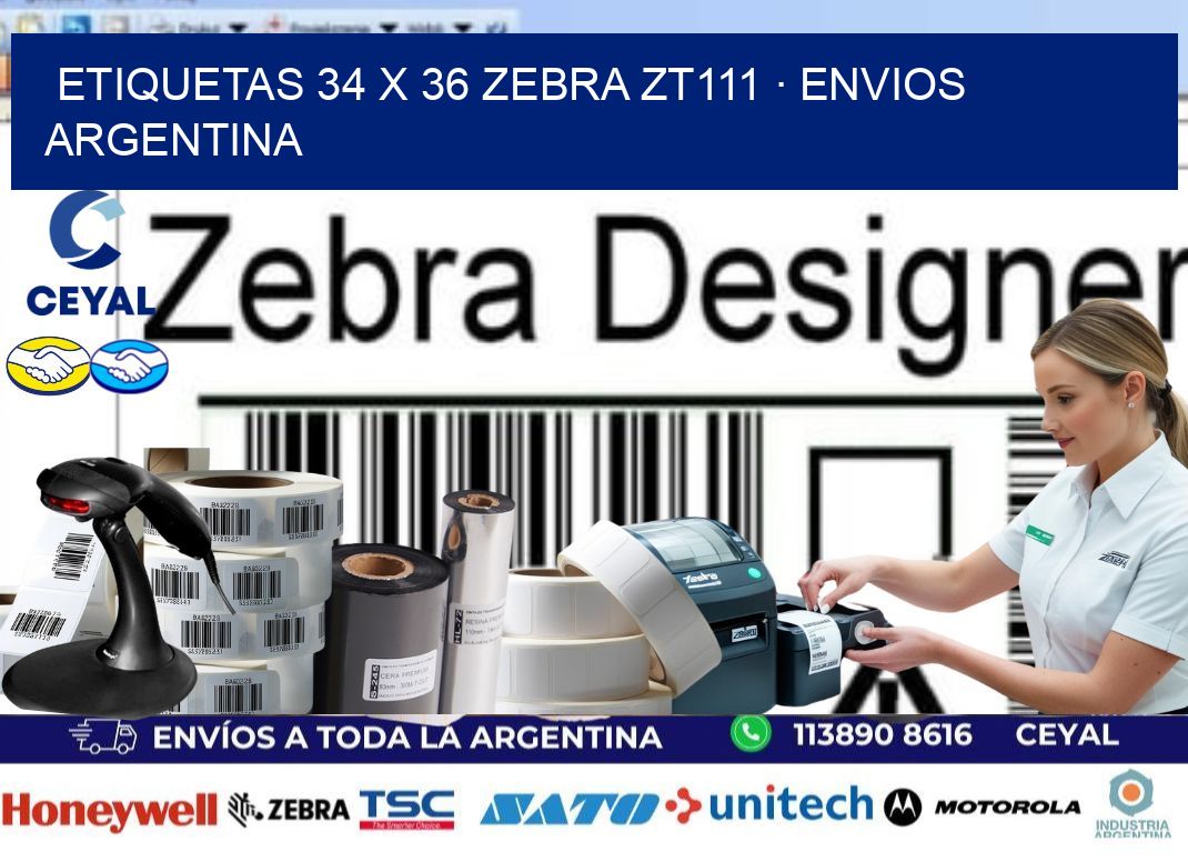 ETIQUETAS 34 x 36 ZEBRA ZT111 · ENVIOS ARGENTINA