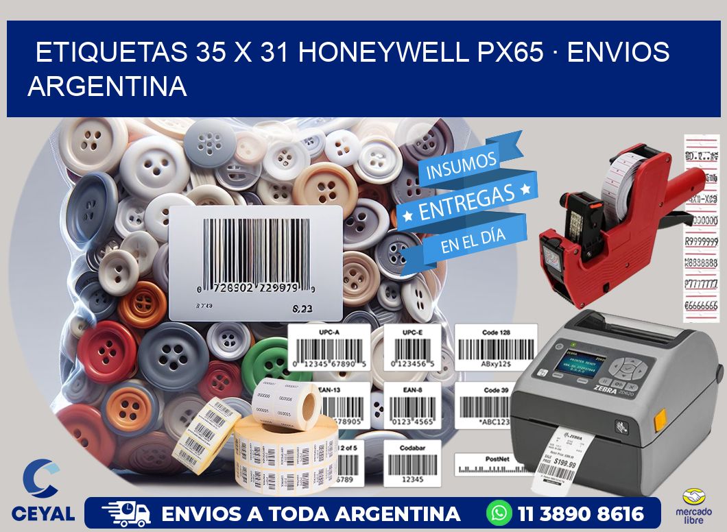 ETIQUETAS 35 x 31 HONEYWELL PX65 · ENVIOS ARGENTINA