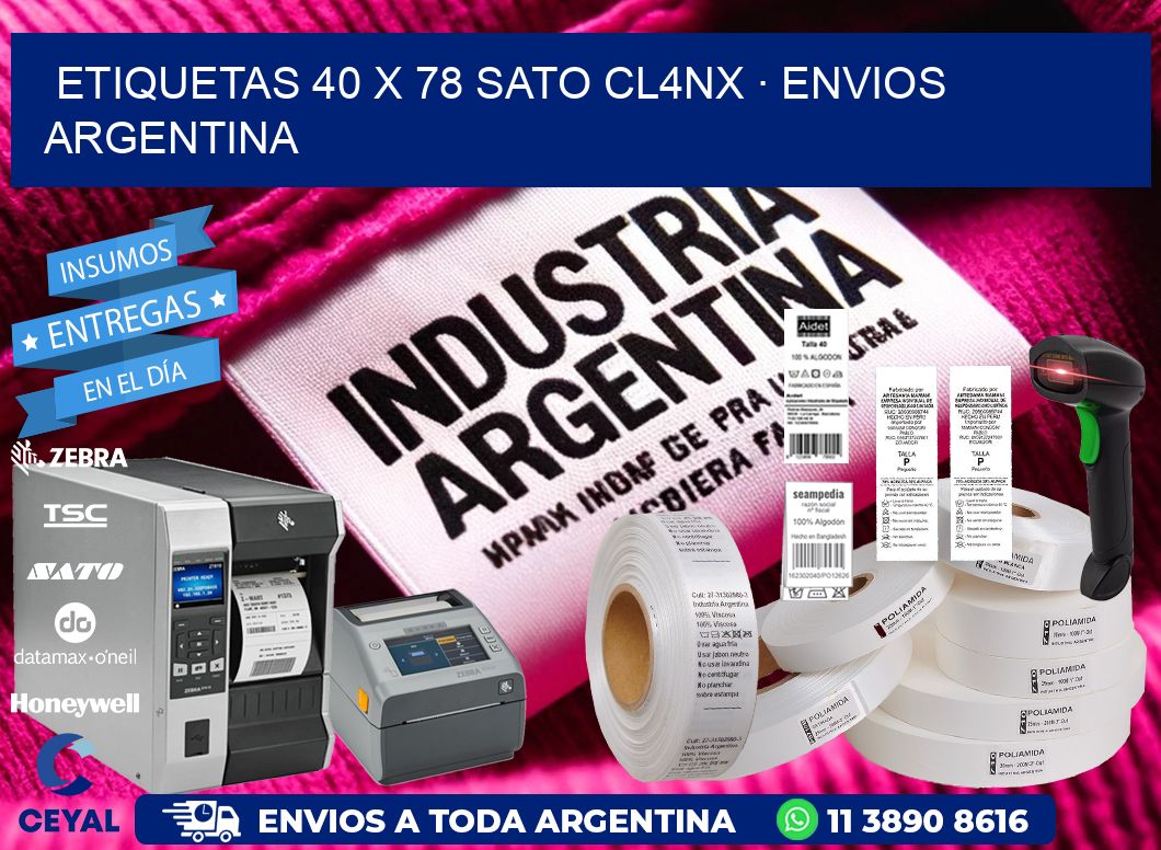 ETIQUETAS 40 x 78 SATO CL4NX · ENVIOS ARGENTINA