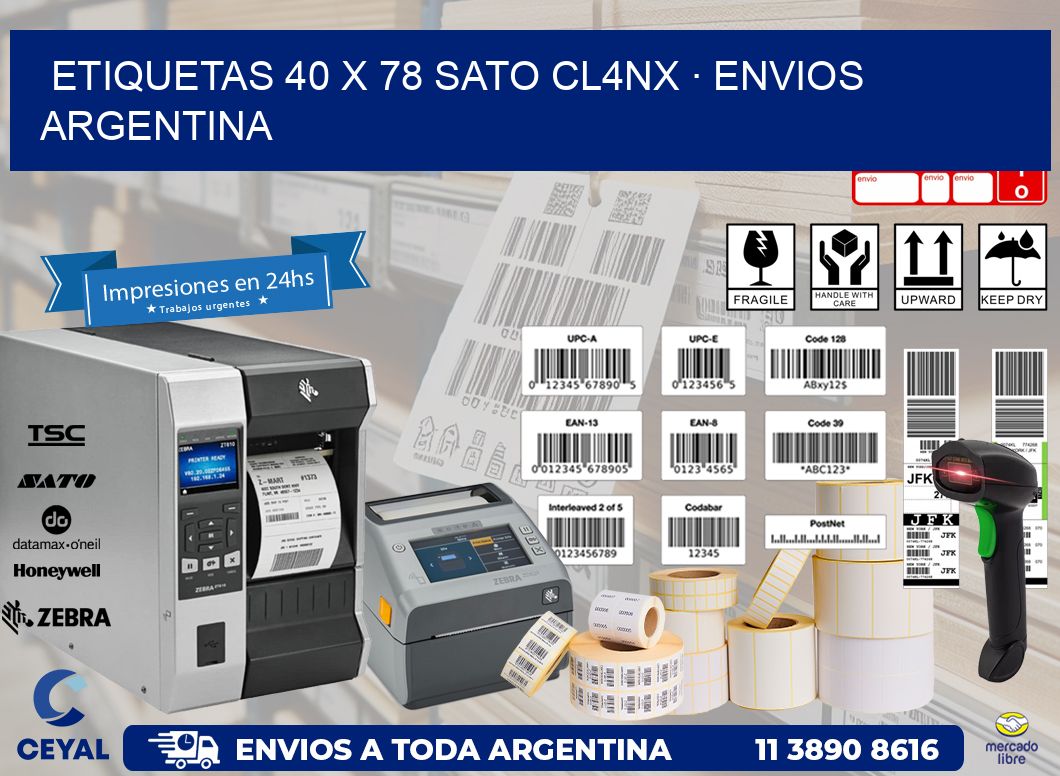 ETIQUETAS 40 x 78 SATO CL4NX · ENVIOS ARGENTINA