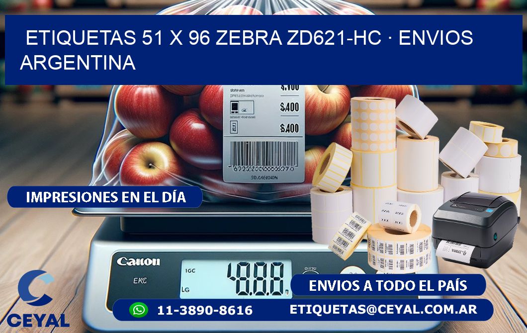 ETIQUETAS 51 x 96 ZEBRA ZD621-HC · ENVIOS ARGENTINA