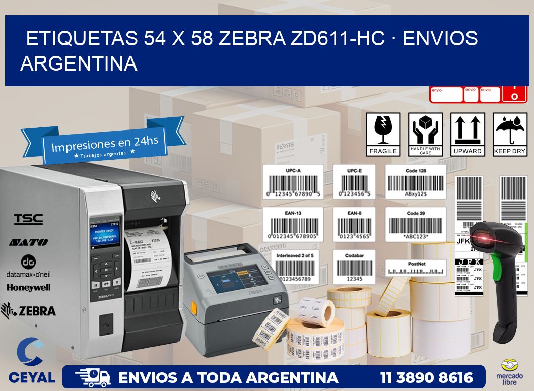 ETIQUETAS 54 x 58 ZEBRA ZD611-HC · ENVIOS ARGENTINA