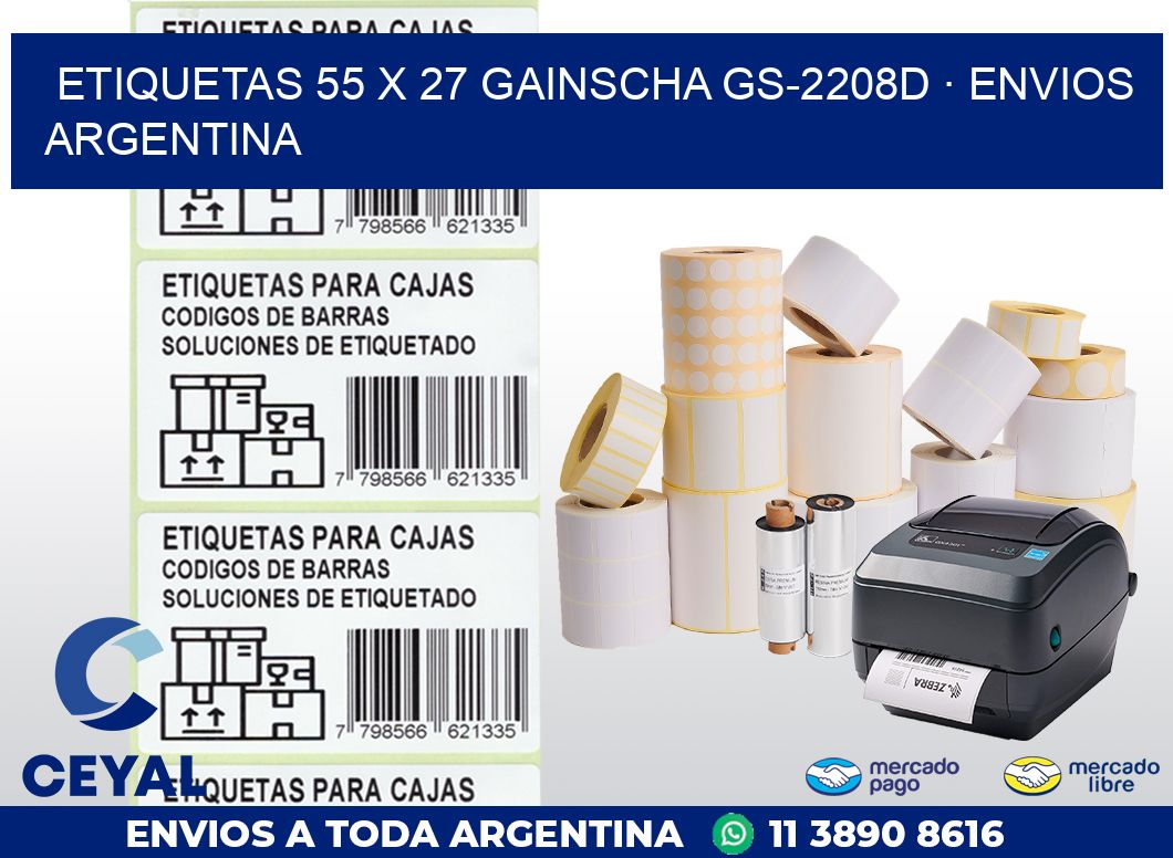 ETIQUETAS 55 x 27 GAINSCHA GS-2208D · ENVIOS ARGENTINA