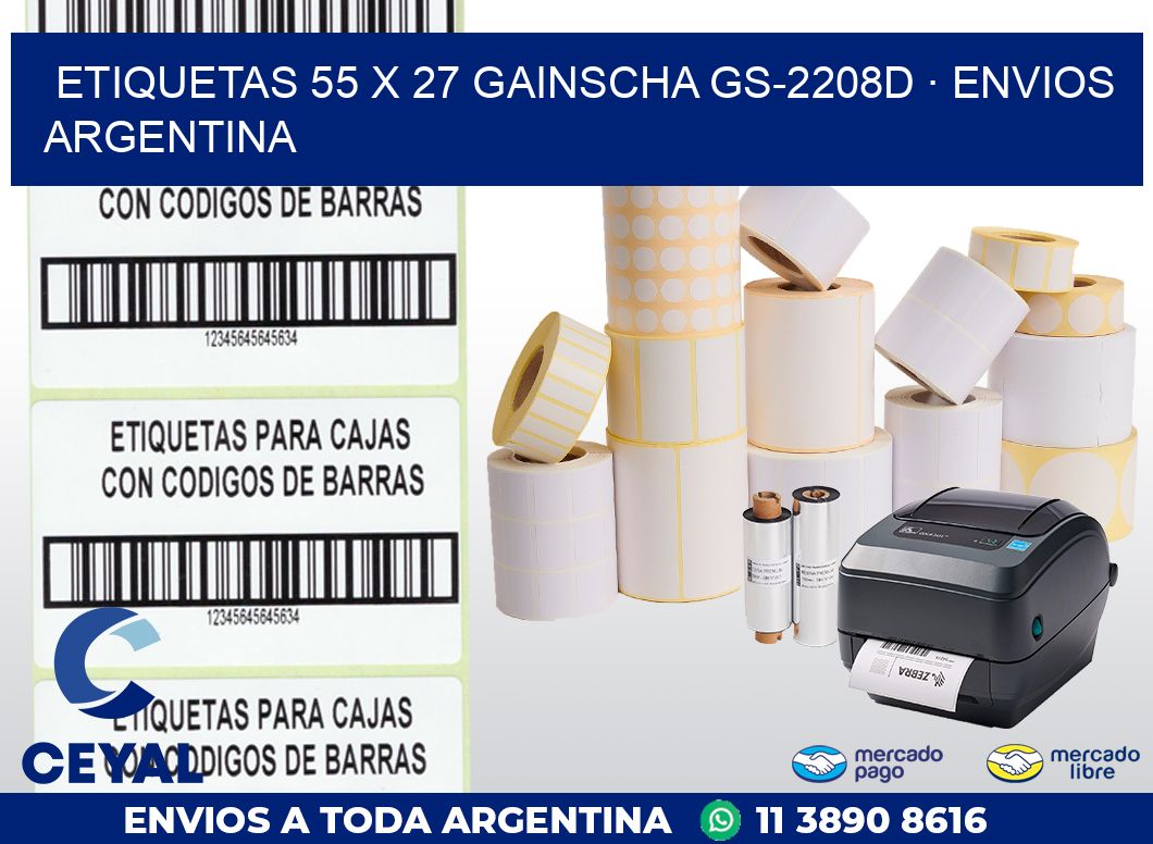 ETIQUETAS 55 x 27 GAINSCHA GS-2208D · ENVIOS ARGENTINA