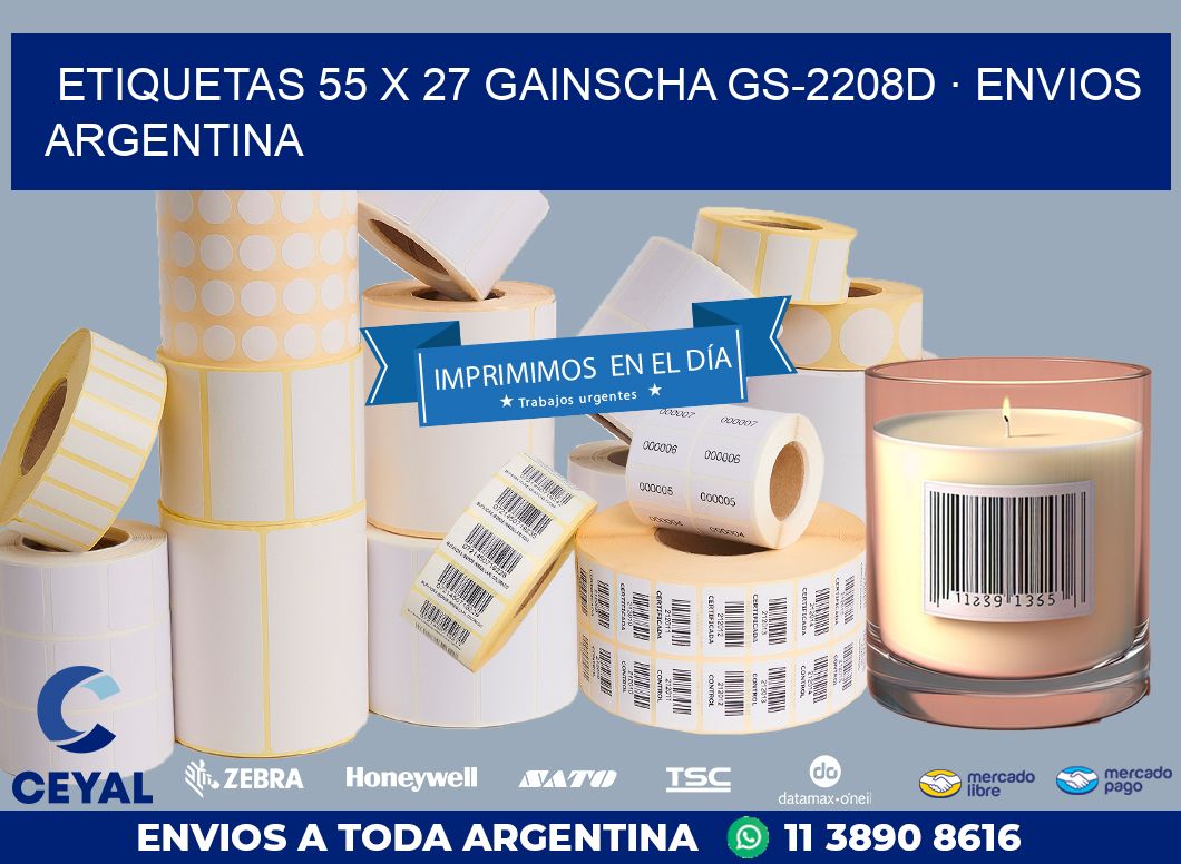 ETIQUETAS 55 x 27 GAINSCHA GS-2208D · ENVIOS ARGENTINA