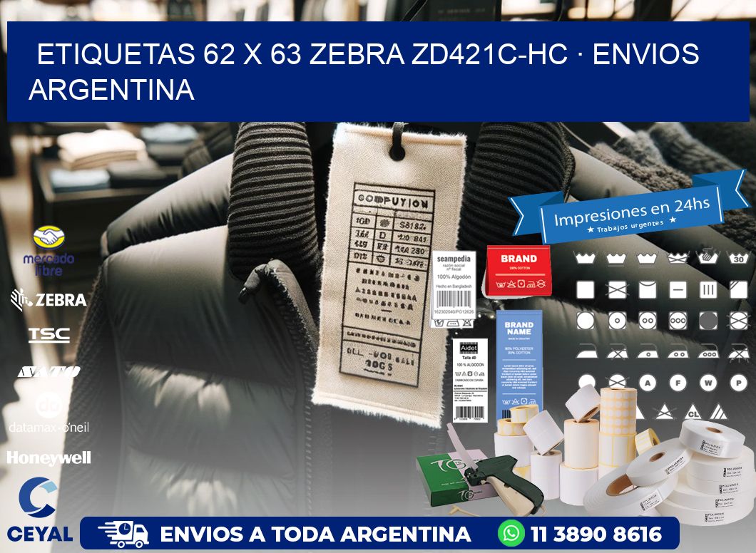 ETIQUETAS 62 x 63 ZEBRA ZD421C-HC · ENVIOS ARGENTINA