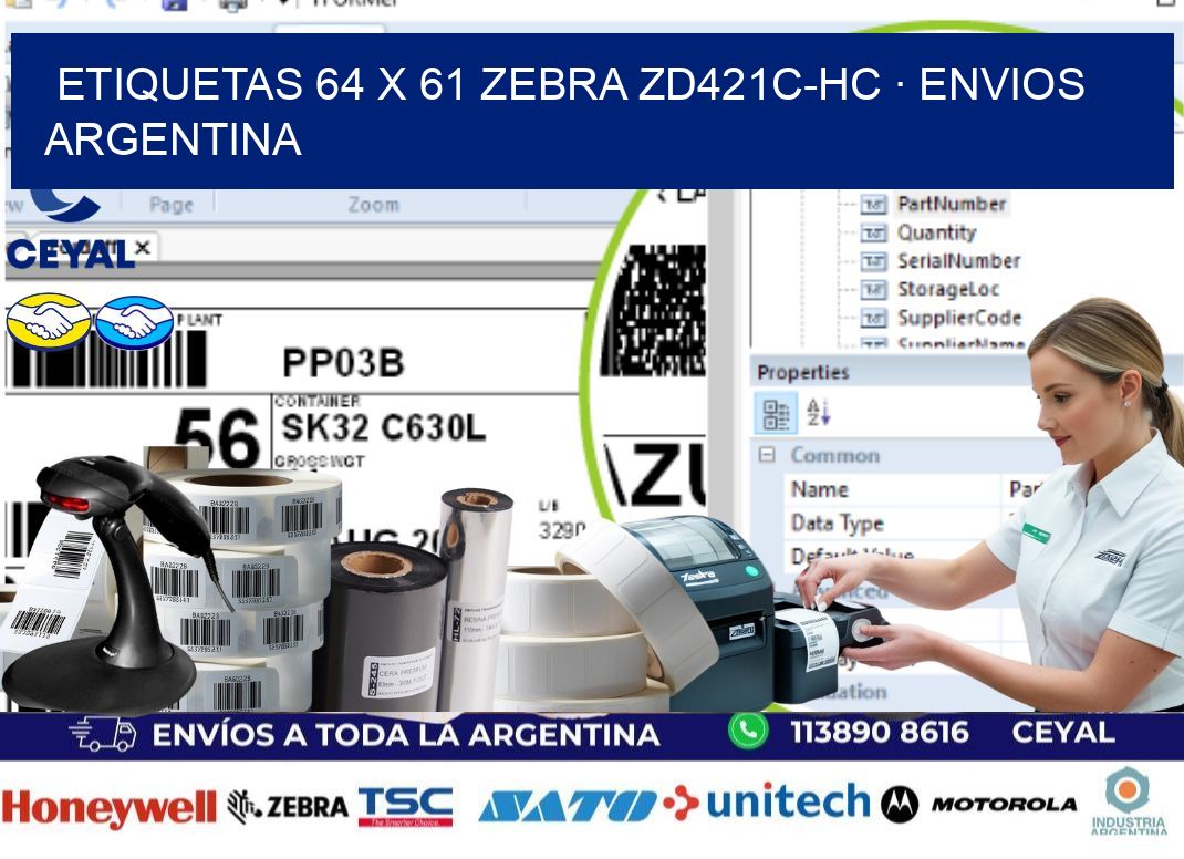 ETIQUETAS 64 x 61 ZEBRA ZD421C-HC · ENVIOS ARGENTINA