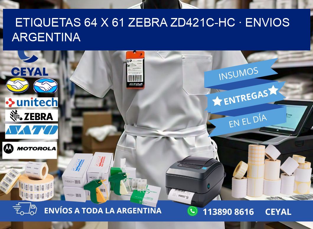 ETIQUETAS 64 x 61 ZEBRA ZD421C-HC · ENVIOS ARGENTINA