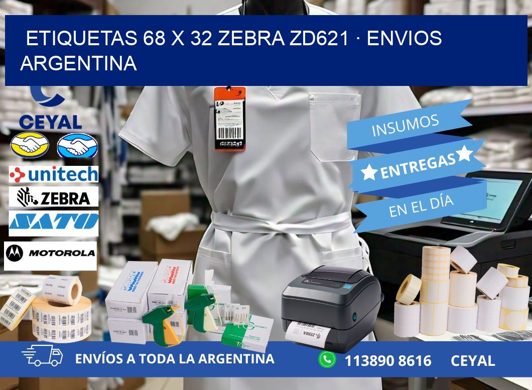 ETIQUETAS 68 x 32 ZEBRA ZD621 · ENVIOS ARGENTINA