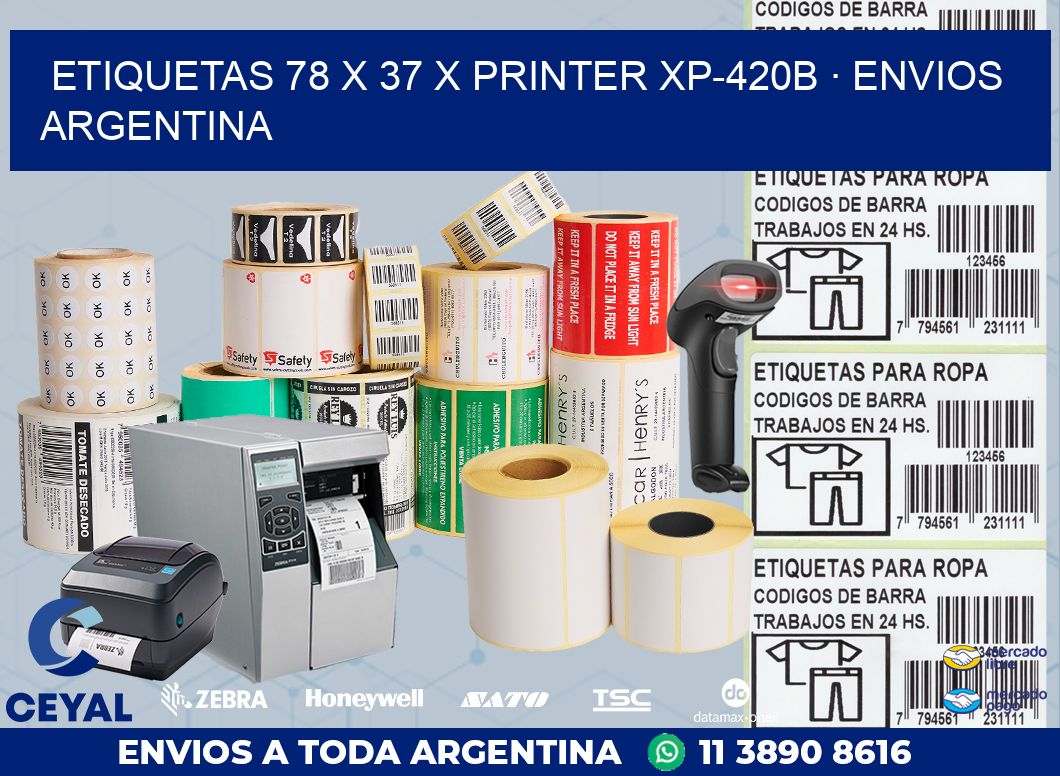 ETIQUETAS 78 x 37 X PRINTER XP-420B · ENVIOS ARGENTINA
