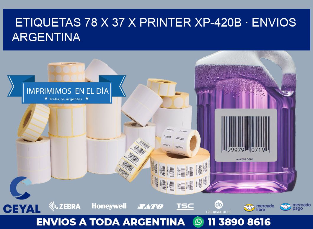 ETIQUETAS 78 x 37 X PRINTER XP-420B · ENVIOS ARGENTINA