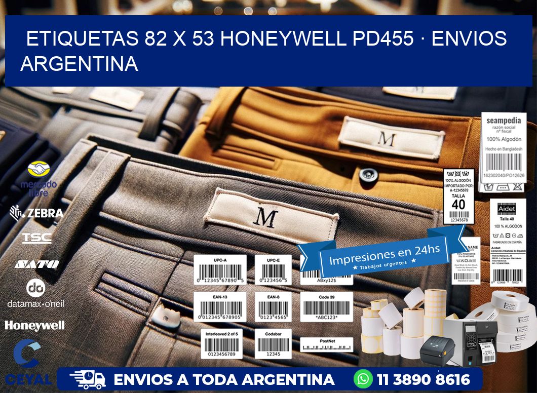 ETIQUETAS 82 x 53 HONEYWELL PD455 · ENVIOS ARGENTINA