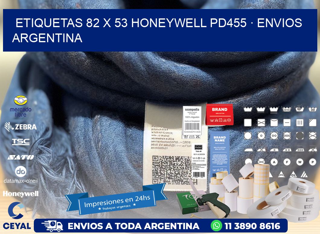 ETIQUETAS 82 x 53 HONEYWELL PD455 · ENVIOS ARGENTINA
