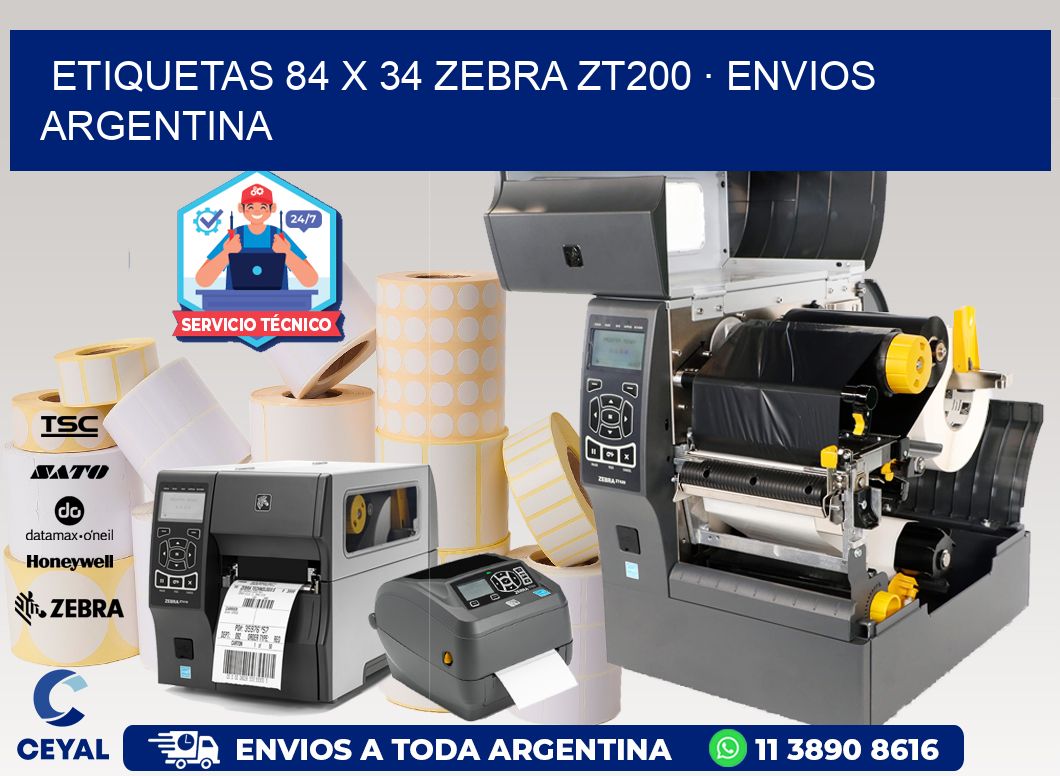 ETIQUETAS 84 x 34 ZEBRA ZT200 · ENVIOS ARGENTINA