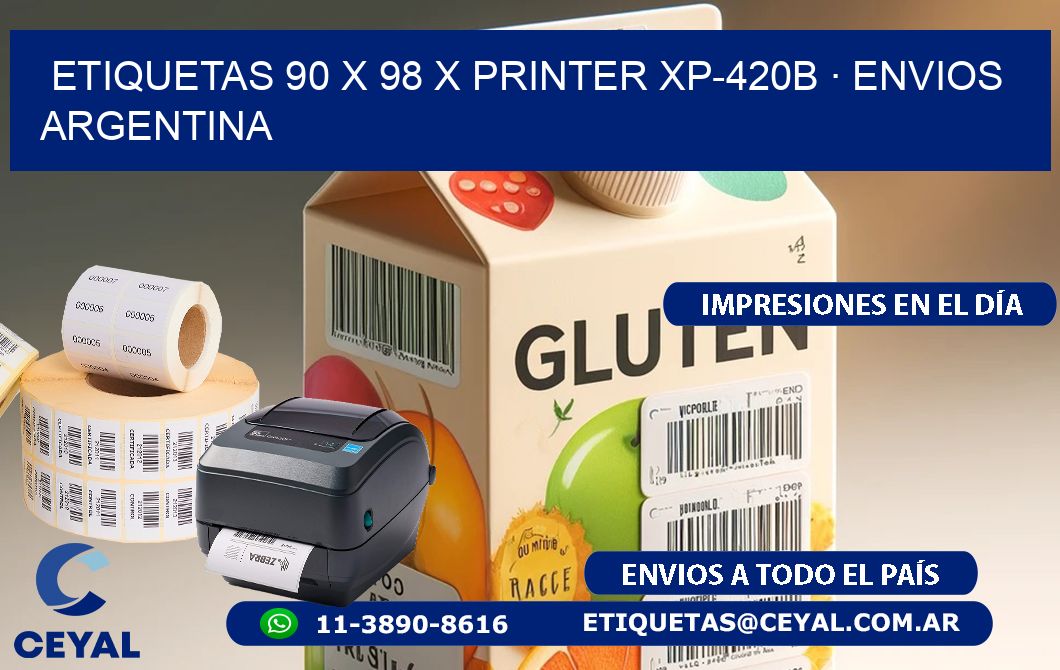ETIQUETAS 90 x 98 X PRINTER XP-420B · ENVIOS ARGENTINA
