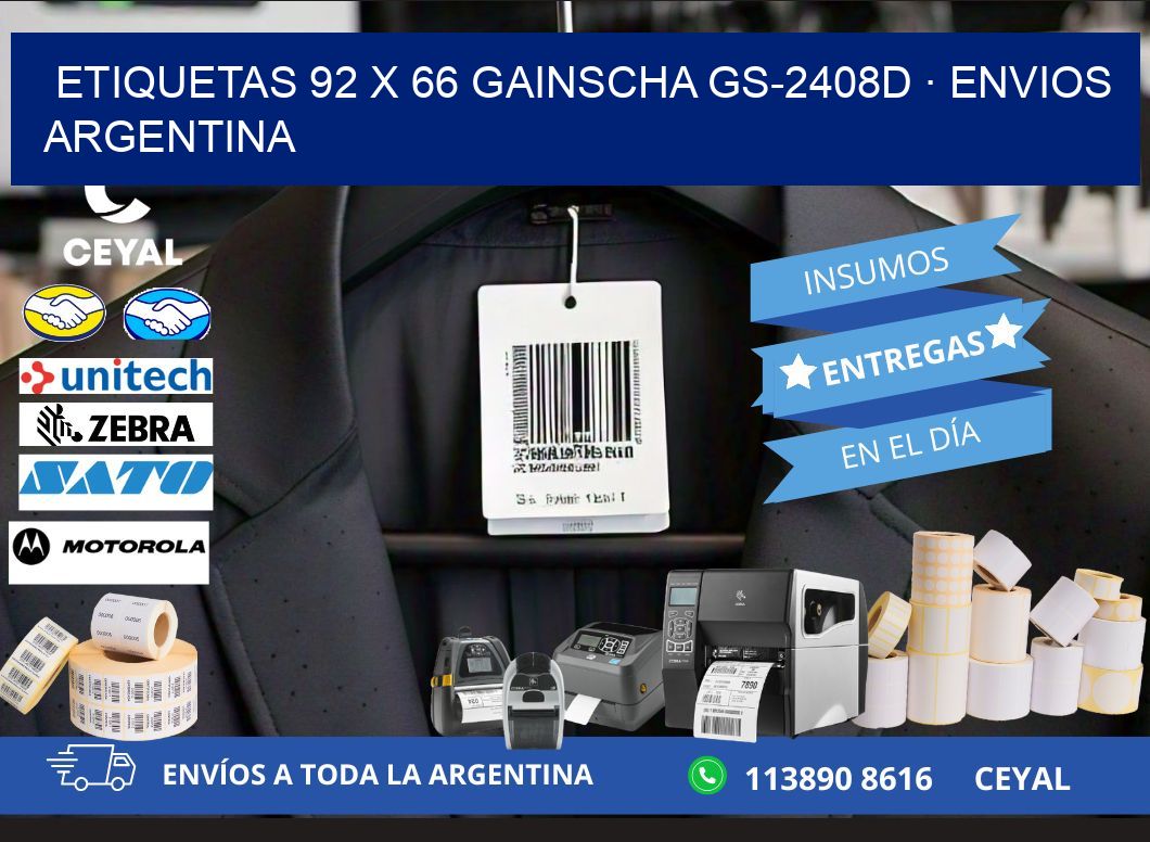 ETIQUETAS 92 x 66 GAINSCHA GS-2408D · ENVIOS ARGENTINA