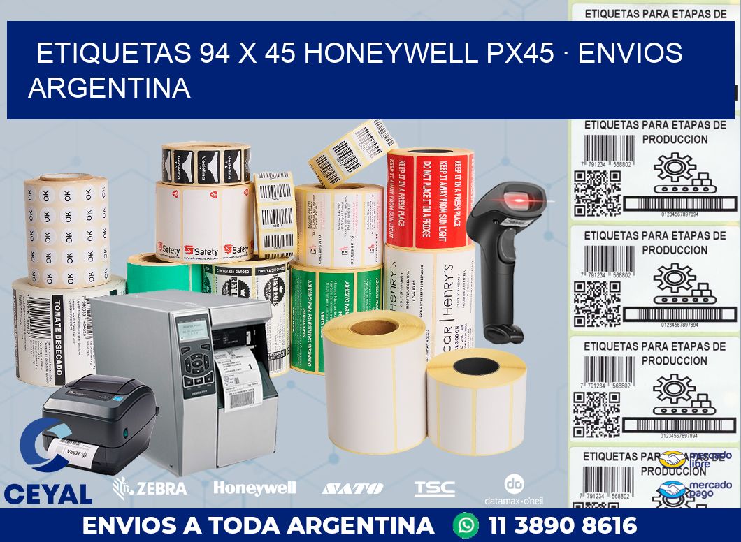 ETIQUETAS 94 x 45 HONEYWELL PX45 · ENVIOS ARGENTINA