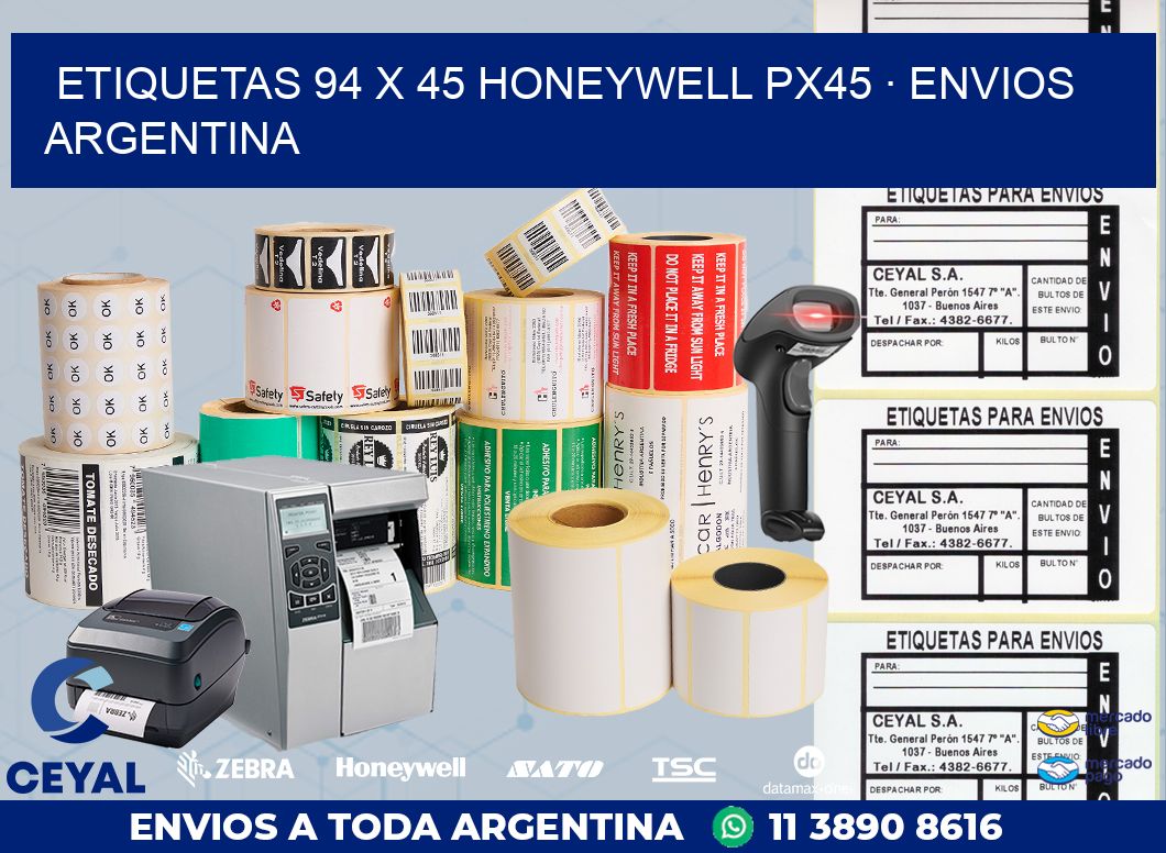 ETIQUETAS 94 x 45 HONEYWELL PX45 · ENVIOS ARGENTINA