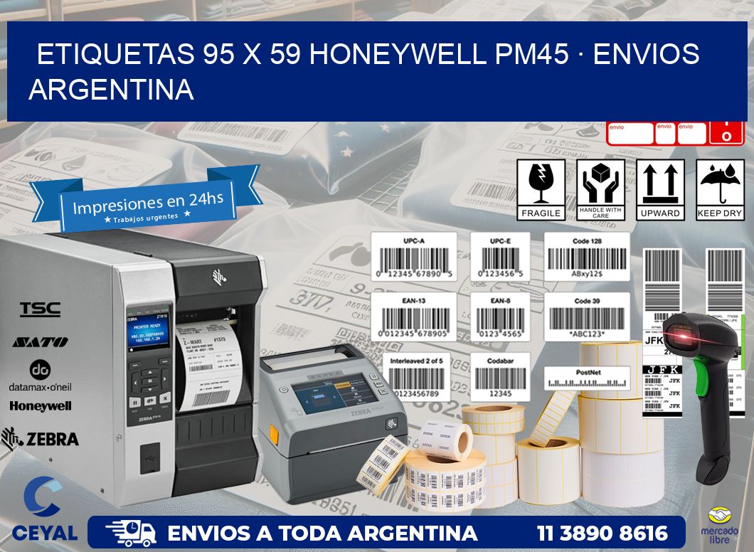 ETIQUETAS 95 x 59 HONEYWELL PM45 · ENVIOS ARGENTINA