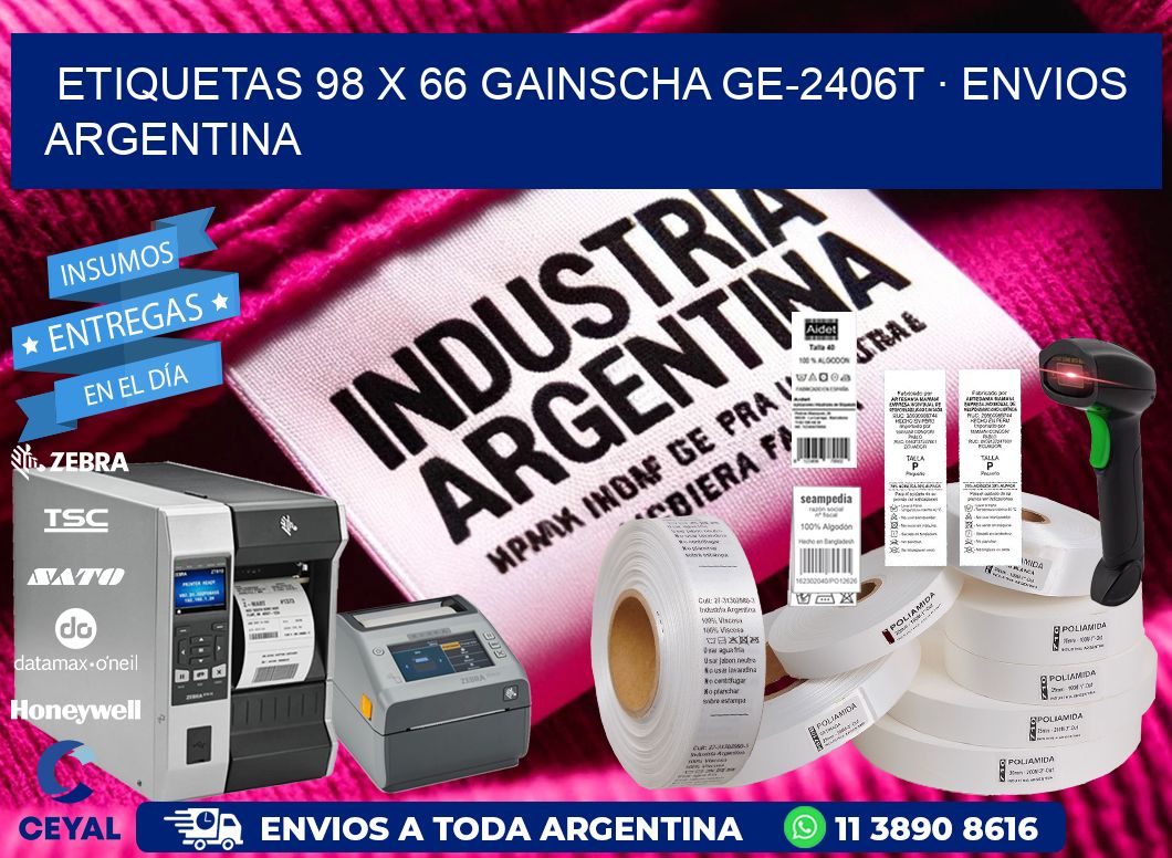 ETIQUETAS 98 x 66 GAINSCHA GE-2406T · ENVIOS ARGENTINA