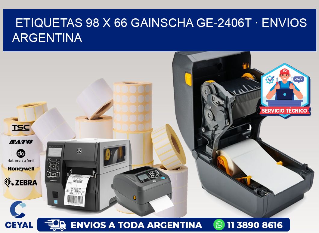 ETIQUETAS 98 x 66 GAINSCHA GE-2406T · ENVIOS ARGENTINA