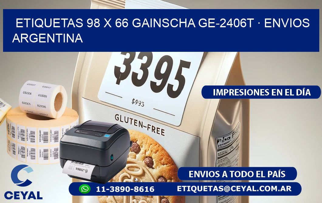 ETIQUETAS 98 x 66 GAINSCHA GE-2406T · ENVIOS ARGENTINA