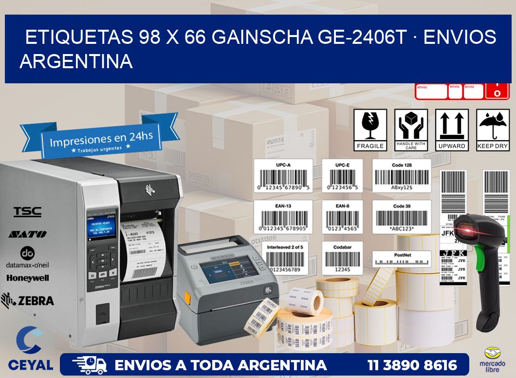 ETIQUETAS 98 x 66 GAINSCHA GE-2406T · ENVIOS ARGENTINA