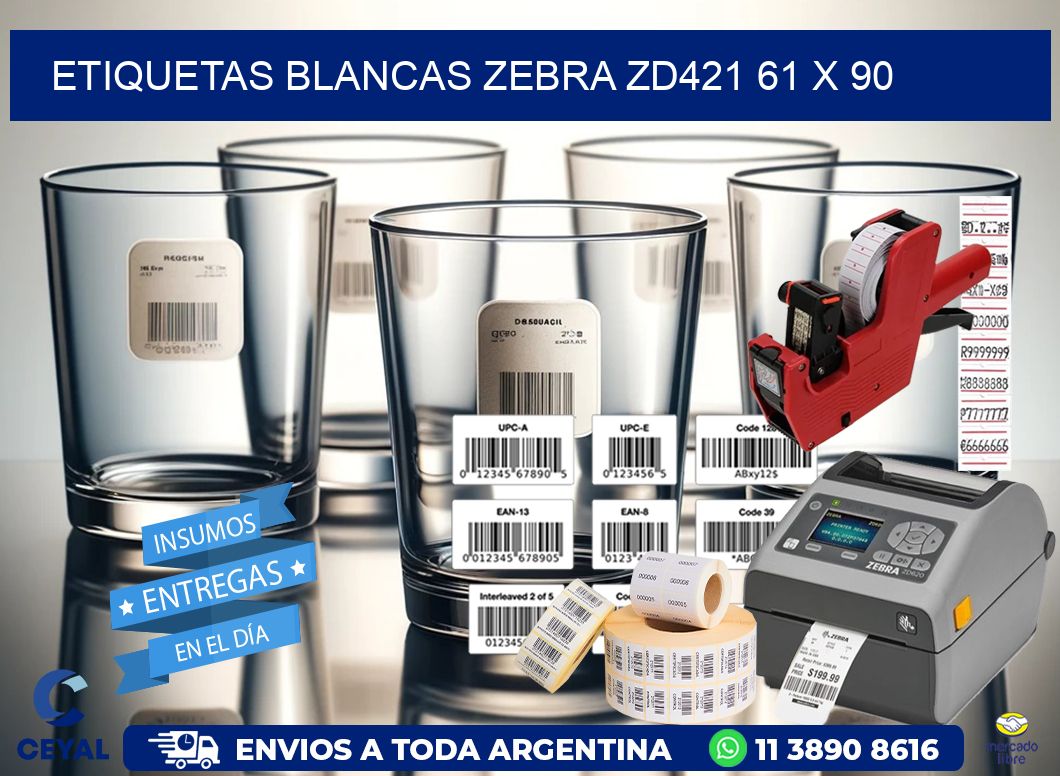 ETIQUETAS BLANCAS ZEBRA ZD421 61 x 90