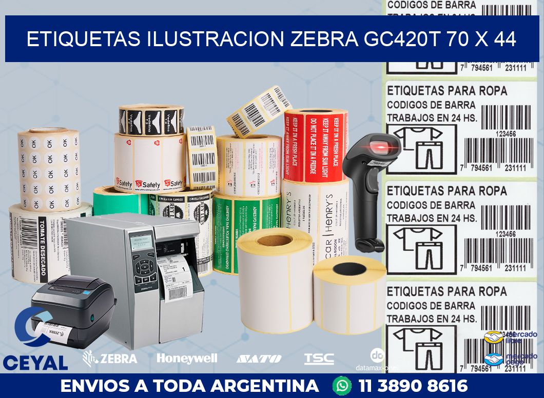 ETIQUETAS ILUSTRACION ZEBRA GC420T 70 x 44