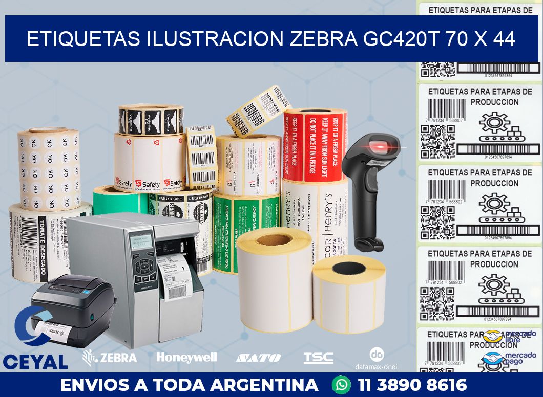 ETIQUETAS ILUSTRACION ZEBRA GC420T 70 x 44