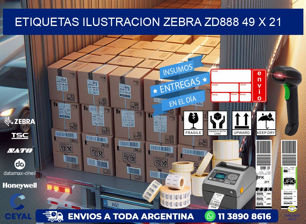 ETIQUETAS ILUSTRACION ZEBRA ZD888 49 x 21