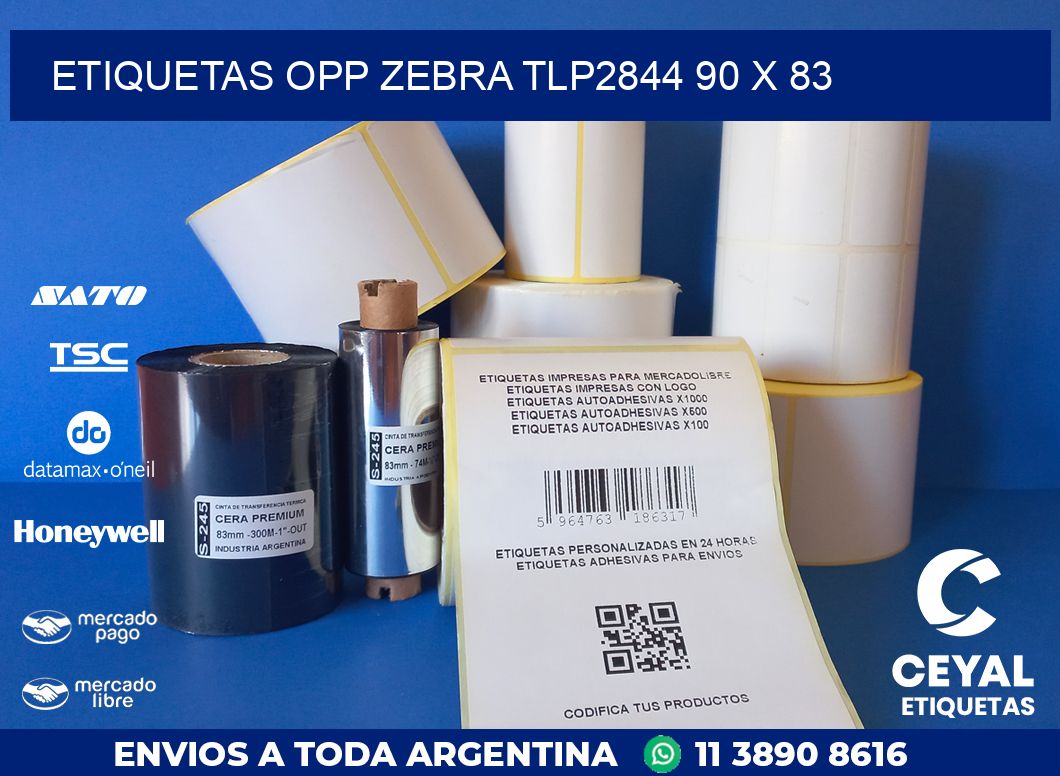 ETIQUETAS OPP ZEBRA TLP2844 90 x 83