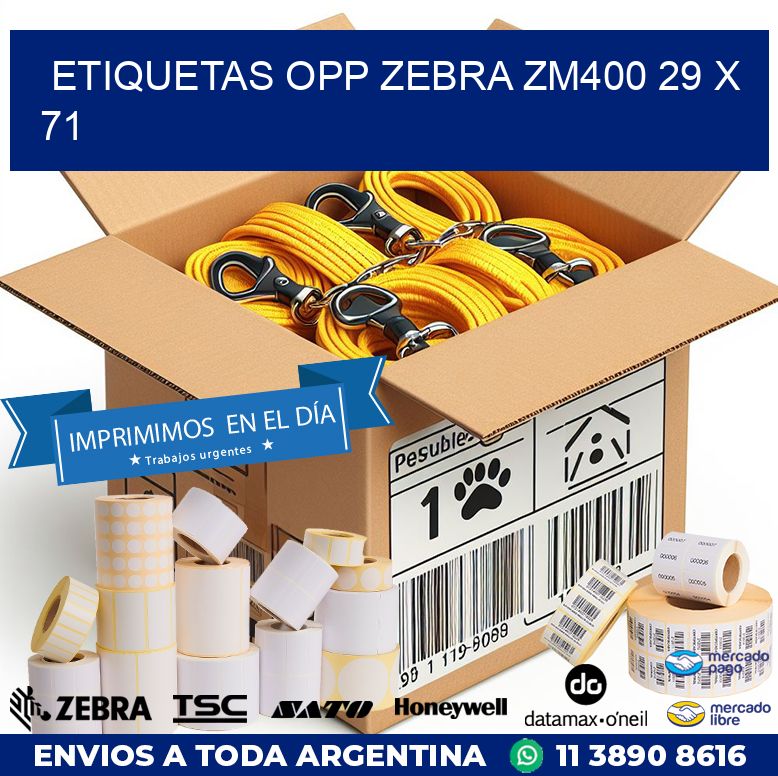 ETIQUETAS OPP ZEBRA ZM400 29 x 71