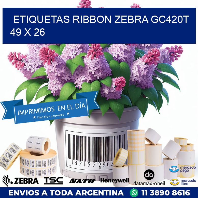ETIQUETAS RIBBON Zebra GC420T 49 x 26