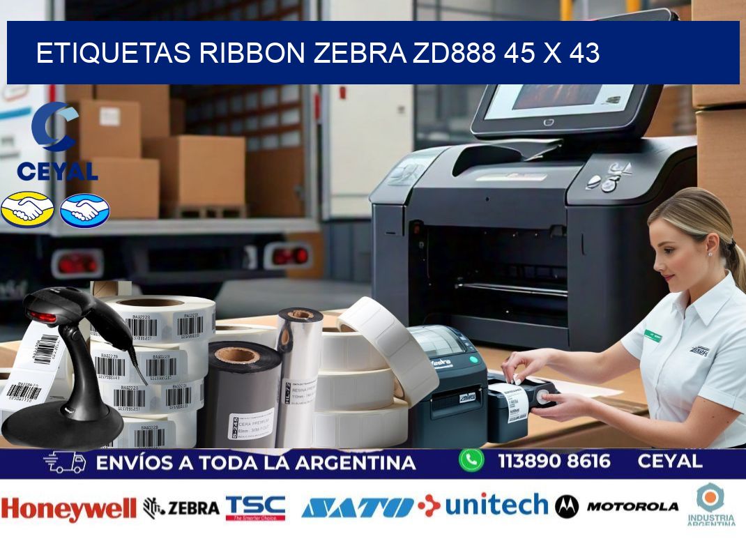 ETIQUETAS RIBBON Zebra ZD888 45 x 43