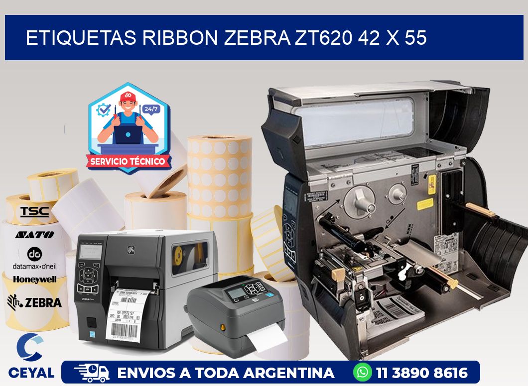 ETIQUETAS RIBBON Zebra ZT620 42 x 55